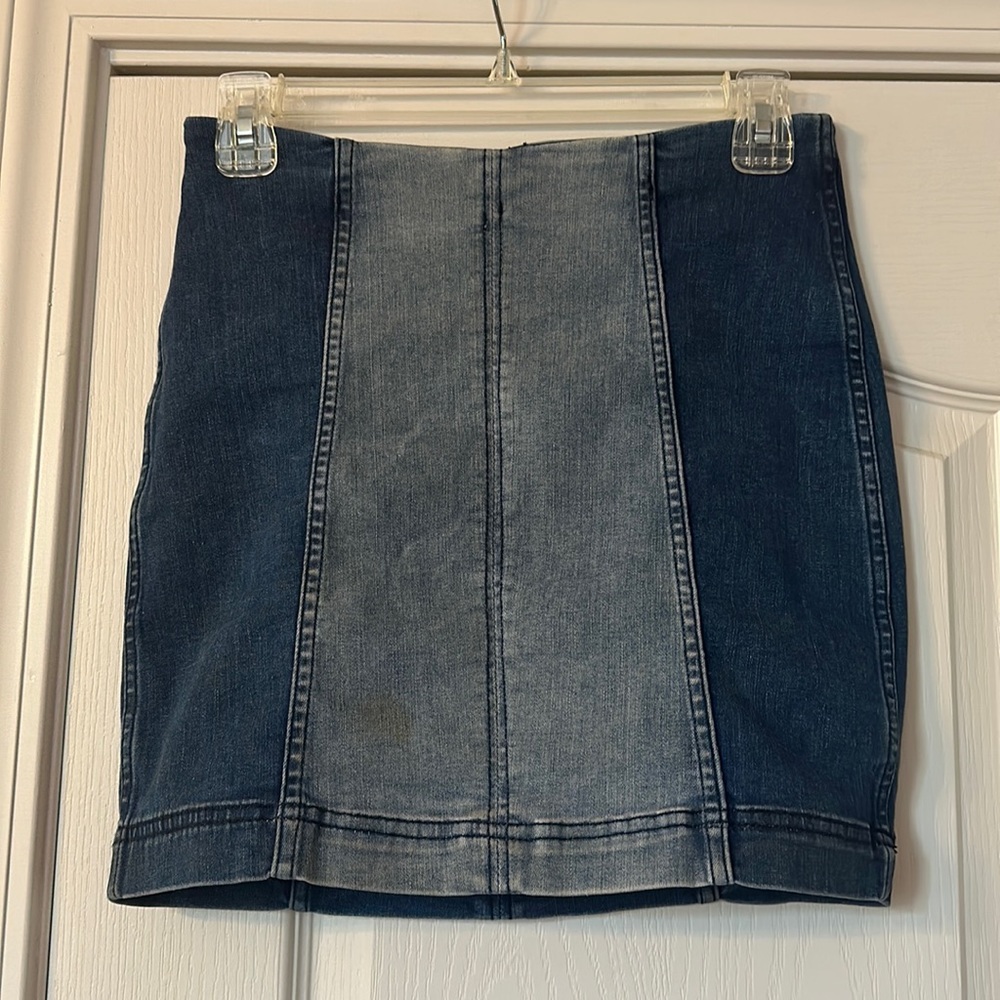 Free People 2-Tone Denim Mini Skirt